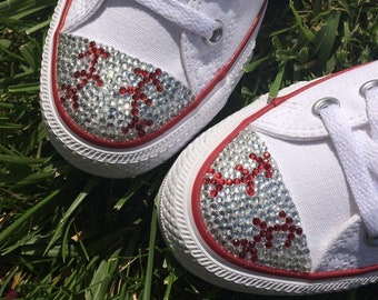 Baseball Canvas Shoes. Baseball Mom Shoes. Women's Bling Low Top Canvas Shoes. Baseball Gift Idea, Baseball Player Gift, Baseball Mom Gift