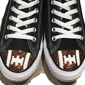 Football Blinged Converse Shoes. Custom Football Converse. Women's Football Shoes. Football Gift Idea, Football Mom Gift. Super Bowl Outfit image 4