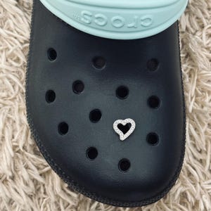 Heart Rhinestone Croc Charm. 1 Pc Slide Charm w/ Button Back. Small Bling Heart Clog Charm. Love Jewelry. Gift for Mom, Girlfriend, Teen