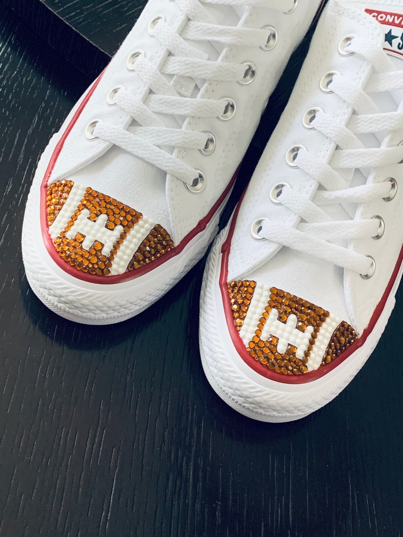 Football Blinged Converse Shoes. Custom Football Converse. Women's Football Shoes. Football Gift Idea, Football Mom Gift. Super Bowl Outfit image 1