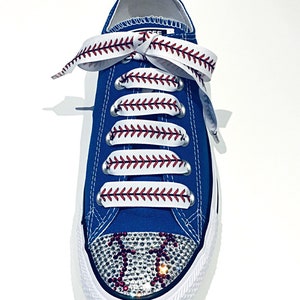 Baseball and Softball Shoelaces. 5/8 Grosgrain Ribbon w/ Red Baseball Stitches. Baseball Player Gift. Baseball Mom Gift. Baseball Gift Idea image 3
