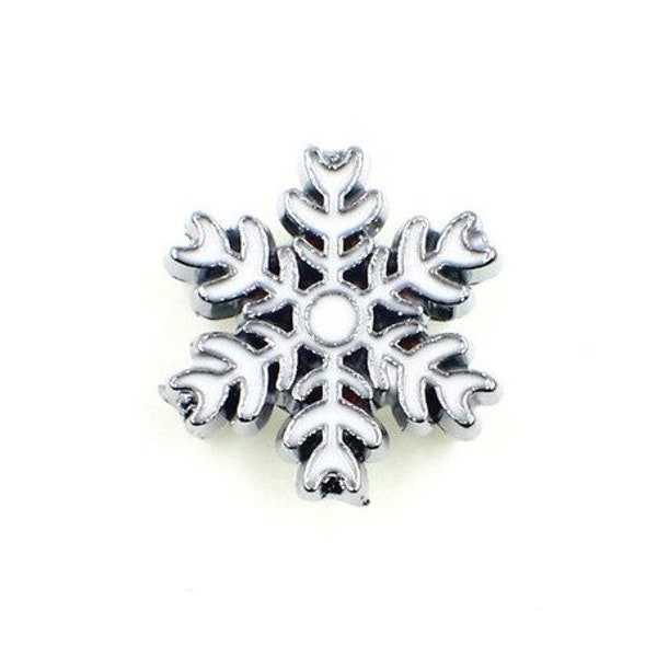 White Snowflake Charm. 1 pc. Shoelace Tag. 8mm Slide Charm. Shoe Charm. Winter Snowflake Jewelry. Snowflake Gift. White Winter Shoes.