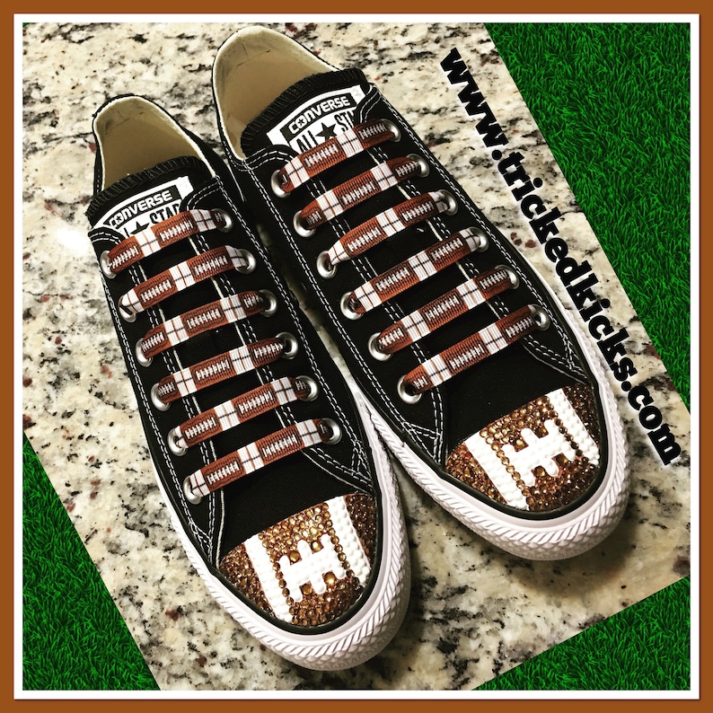 Football Blinged Converse Shoes. Custom Football Converse. Women's Football Shoes. Football Gift Idea, Football Mom Gift. Super Bowl Outfit image 3