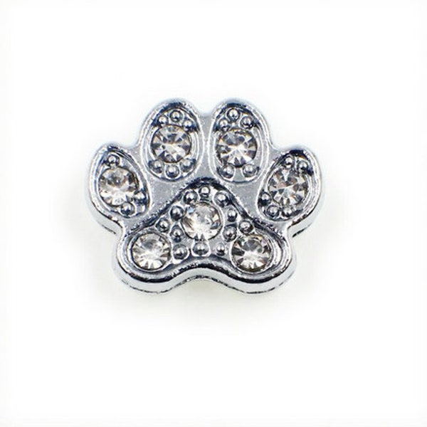 Croc Paw Print Rhinestone Charm. 1 pc Slide Charm w/ Jibbitz Backing. Animal Croc Jewelry. Pet Lover Jewelry Gift.  Dog/Cat Paw Croc Charm