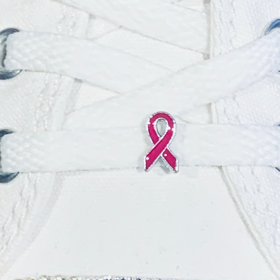 Pink Ribbon Shoelace Charm. 1pc Breast Cancer Awareness Charm. Cancer