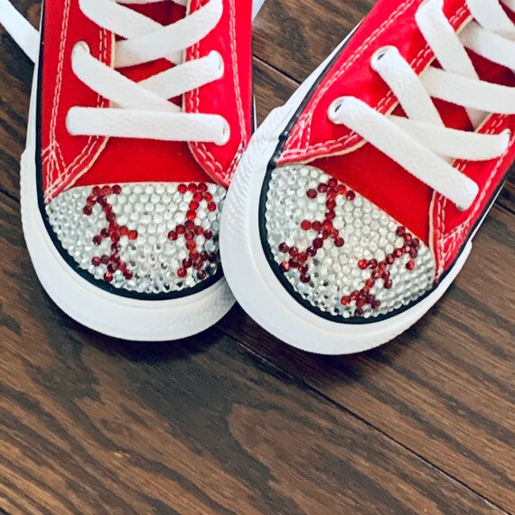 Toddler Baseball Bling Converse Shoes 
