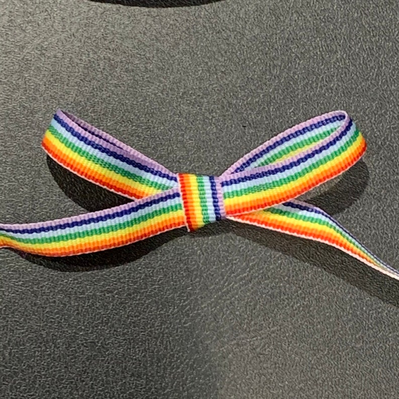 Rainbow Shoelaces. Grosgrain Ribbon Shoelaces. Rainbow Shoe Accessory. 3/8 Double Sided Shoelaces. Pride Shoes. Pride Wedding. LGBTQ Gift image 2