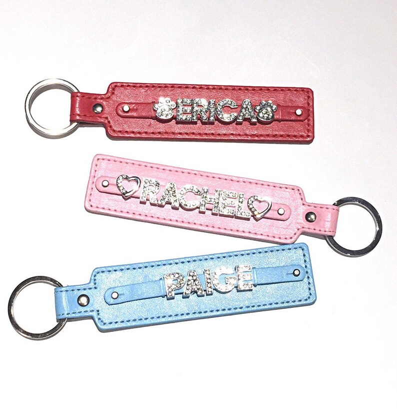 Personalized Keychain. 8mm Slide Charm Keychain. PU Leather Etsy