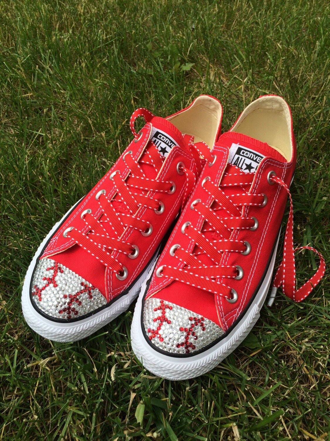 Baseball Bling Converse Shoes. Women's 