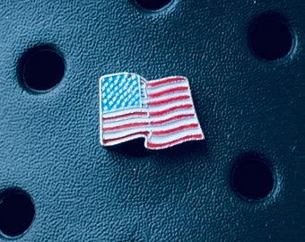 American Flag Croc Charm. Small USA Charm Clog Charm. Slide Charm w/ Button Backing. United States Flag Charm. July 4th Shoes. USA Gift.