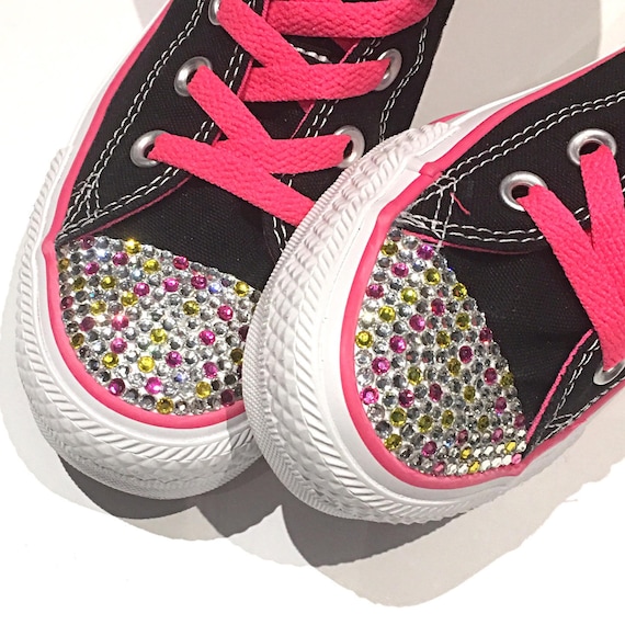 black and pink converse shoes