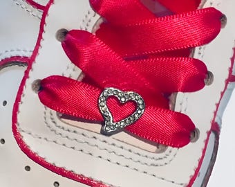 Heart Rhinestone Shoelace Charm, 1 pc Shoelace Tag, 8mm Slide Charm, Small Rhinestone Shoe Clip, Shoe Jewelry, Love Charm Heart Jewelry Gift