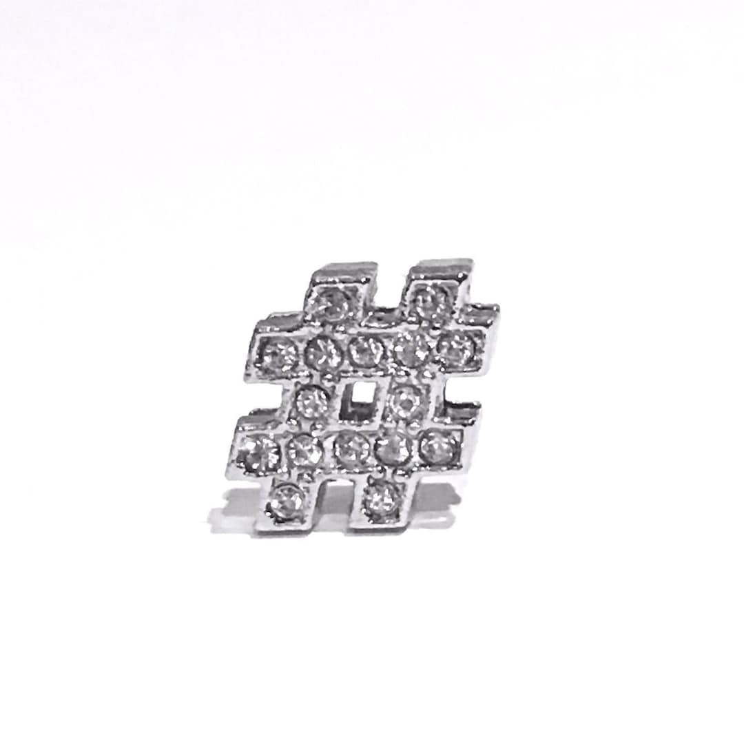 Hashtag Sign Rhinestone Charm. Number Sign Charm. Hashtag Shoe Charm