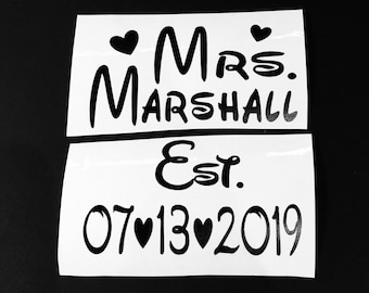 Wedding Shoe Decal. Personalized Mr. or Mrs. & Date Vinyl Shoe Decal.  Custom Name and Date Sticker Decals for Bride Shoes and Groom Shoes