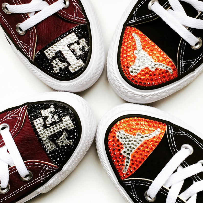 College Logo & University Logo Bling Converse Shoes. Womens Custom Converse. University/College Swag. College Student Gift / University Gift image 1