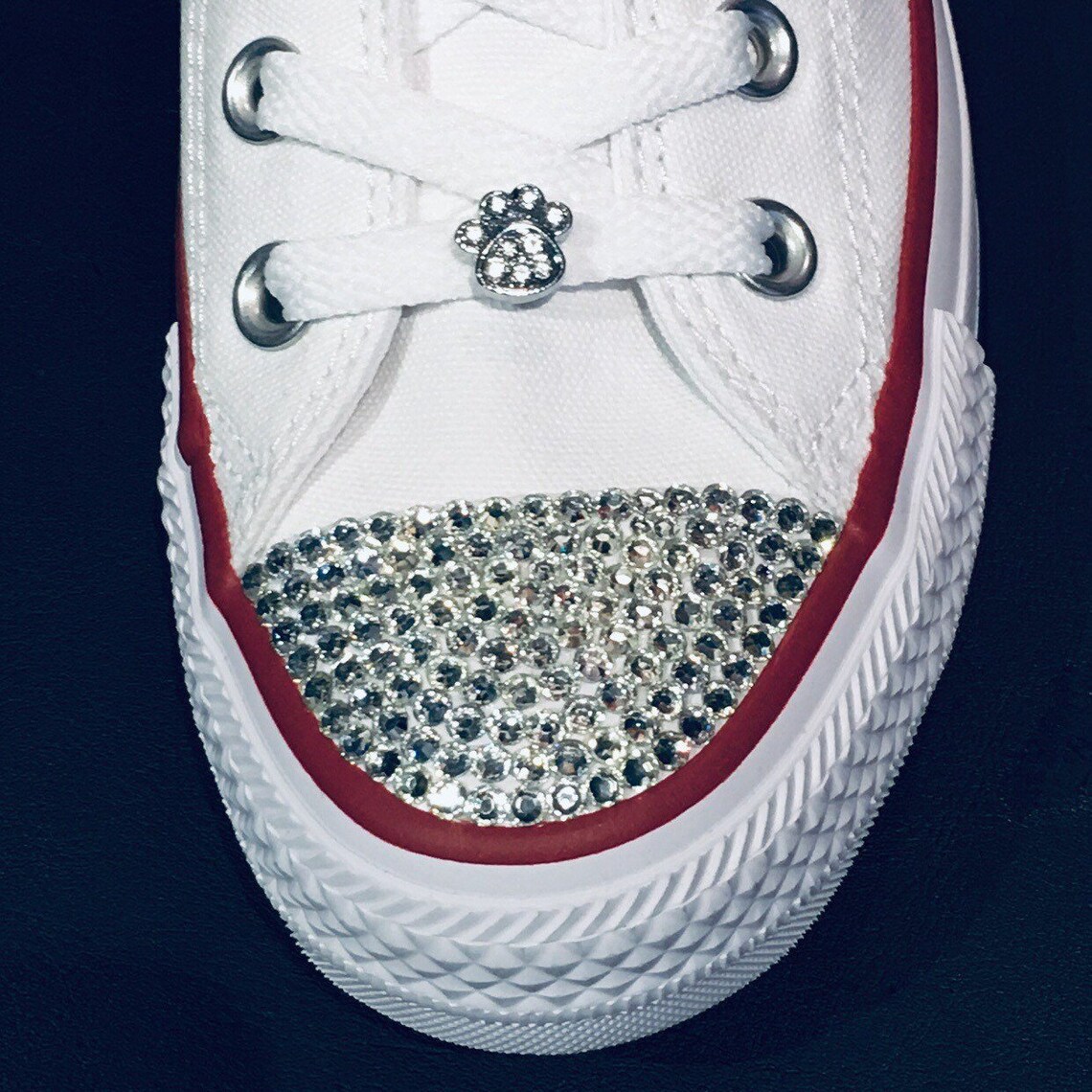 Paw Print Rhinestone Charm. 1 pc Shoelace Tag 8mm Slide Charm. Etsy