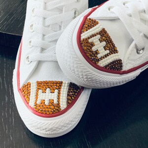 Football Blinged Converse Shoes. Custom Football Converse. Women's Football Shoes. Football Gift Idea, Football Mom Gift. Super Bowl Outfit image 2