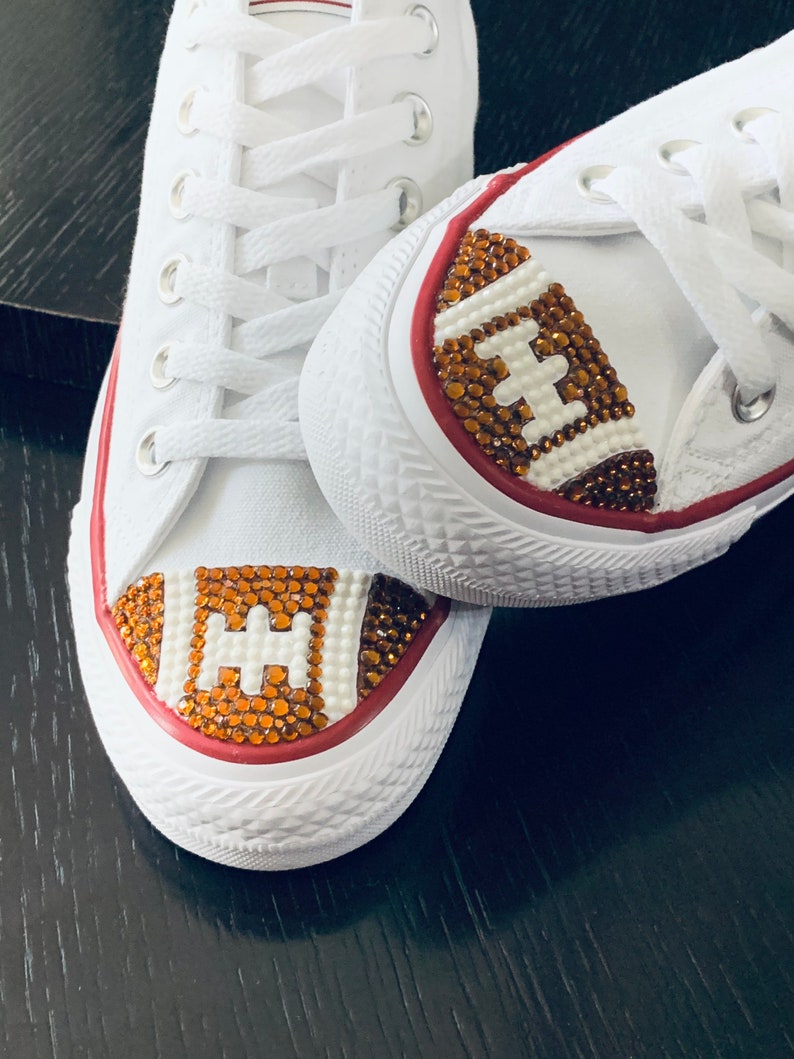 Football Blinged Converse Shoes. Custom Football Converse. Women's Football Shoes. Football Gift Idea, Football Mom Gift. Super Bowl Outfit image 2