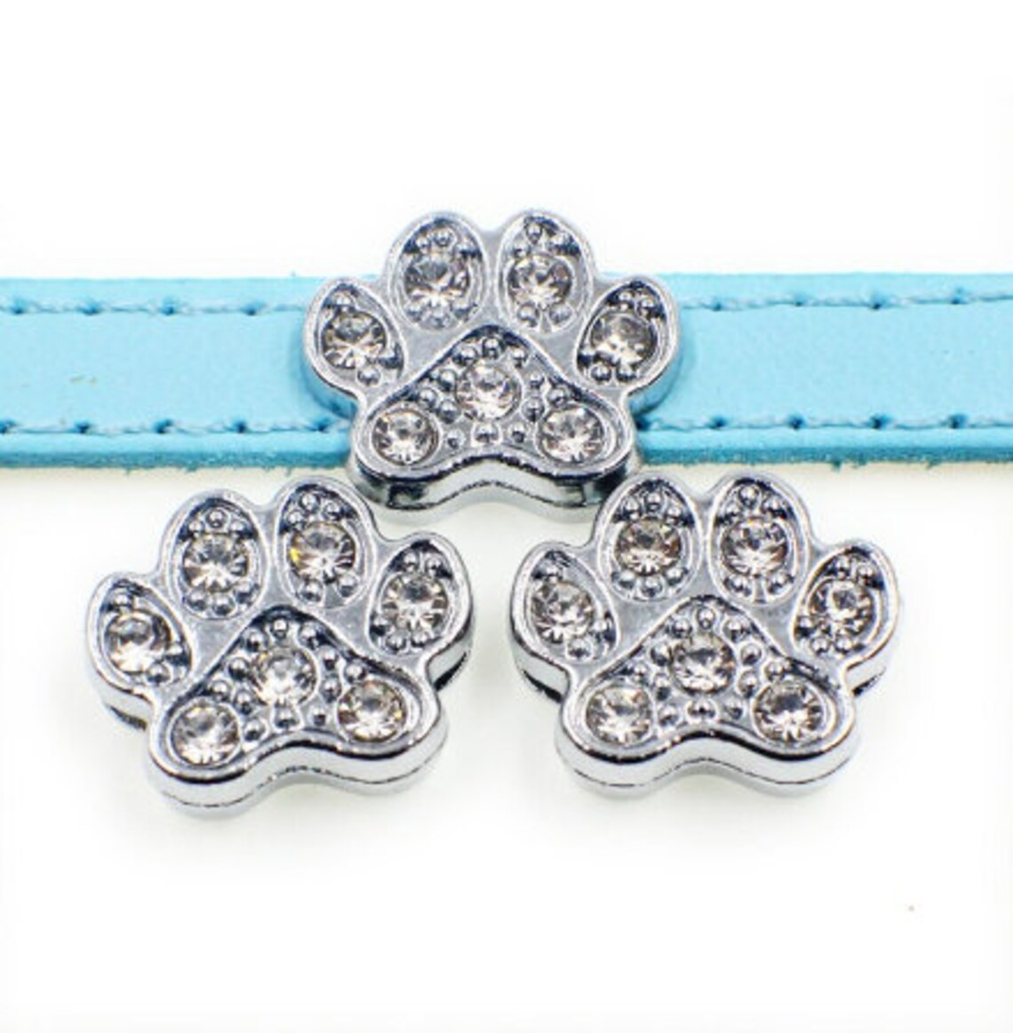 Paw Print Rhinestone Charm. 1 pc Shoelace Tag 8mm Slide Charm. Etsy