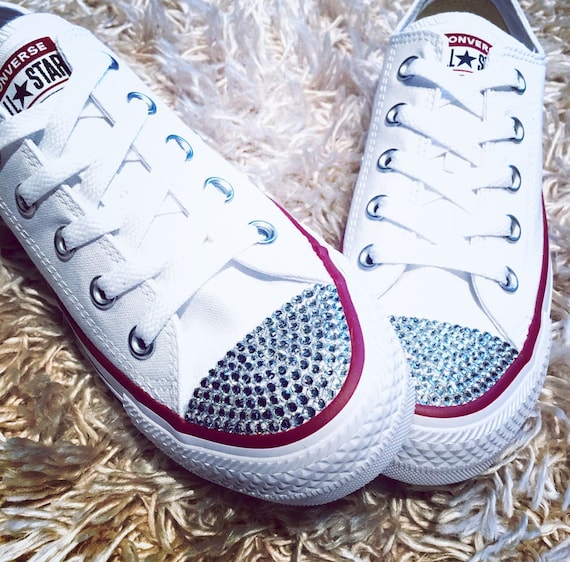 Custom Converse Bedazzled Shoes. Clear Rhinestone Bling. Flat - Etsy