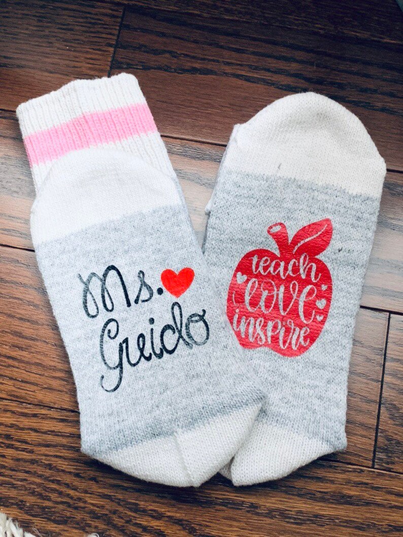 Novelty Socks for Teacher Appreciation Gift. Mrs. ___ / Teach Etsy