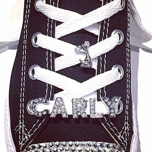 Alphabet Letter Rhinestone Shoelace Charm, Personalize Shoe Jewelry, 8mm Small Shoe Slide Charms Letters, Shoelace Clip, Custom Bridal Shoes image 8