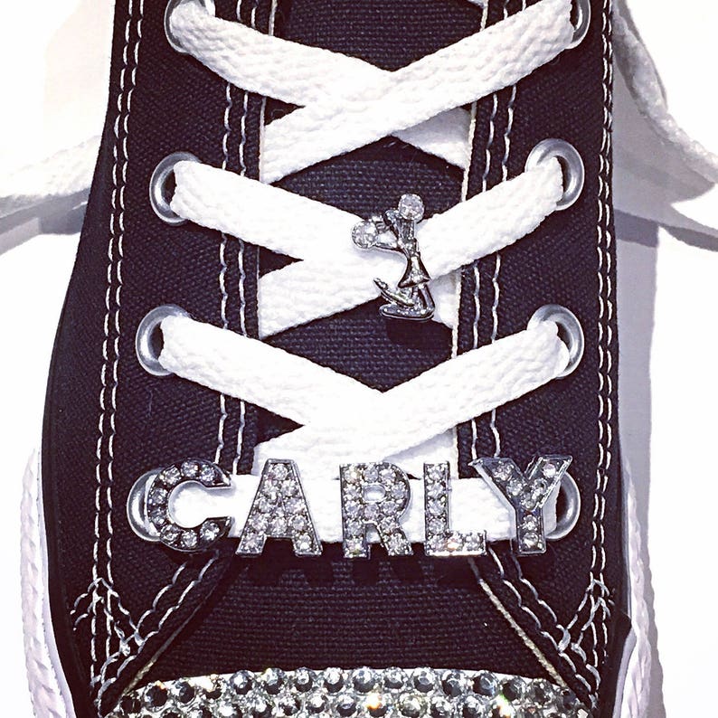 Alphabet Letter Rhinestone Shoelace Charm, Personalize Shoe Jewelry, 8mm Small Shoe Slide Charms Letters, Shoelace Clip, Custom Bridal Shoes image 8