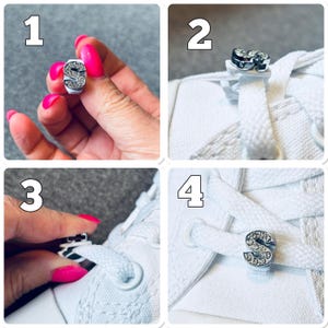 Alphabet Letter Rhinestone Shoelace Charm, Personalize Shoe Jewelry, 8mm Small Shoe Slide Charms Letters, Shoelace Clip, Custom Bridal Shoes image 2