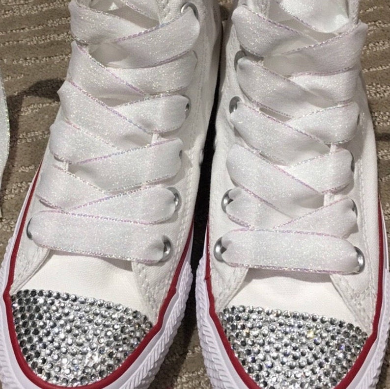 white shoelaces flat
