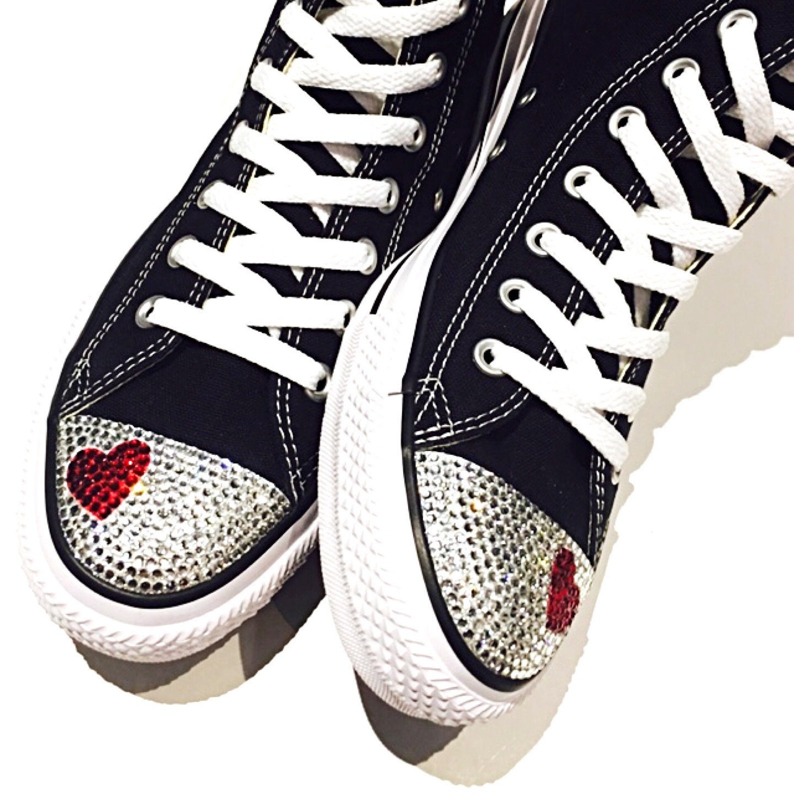 Women's Custom Heart Bling Converse Shoes. Converse W/ Etsy
