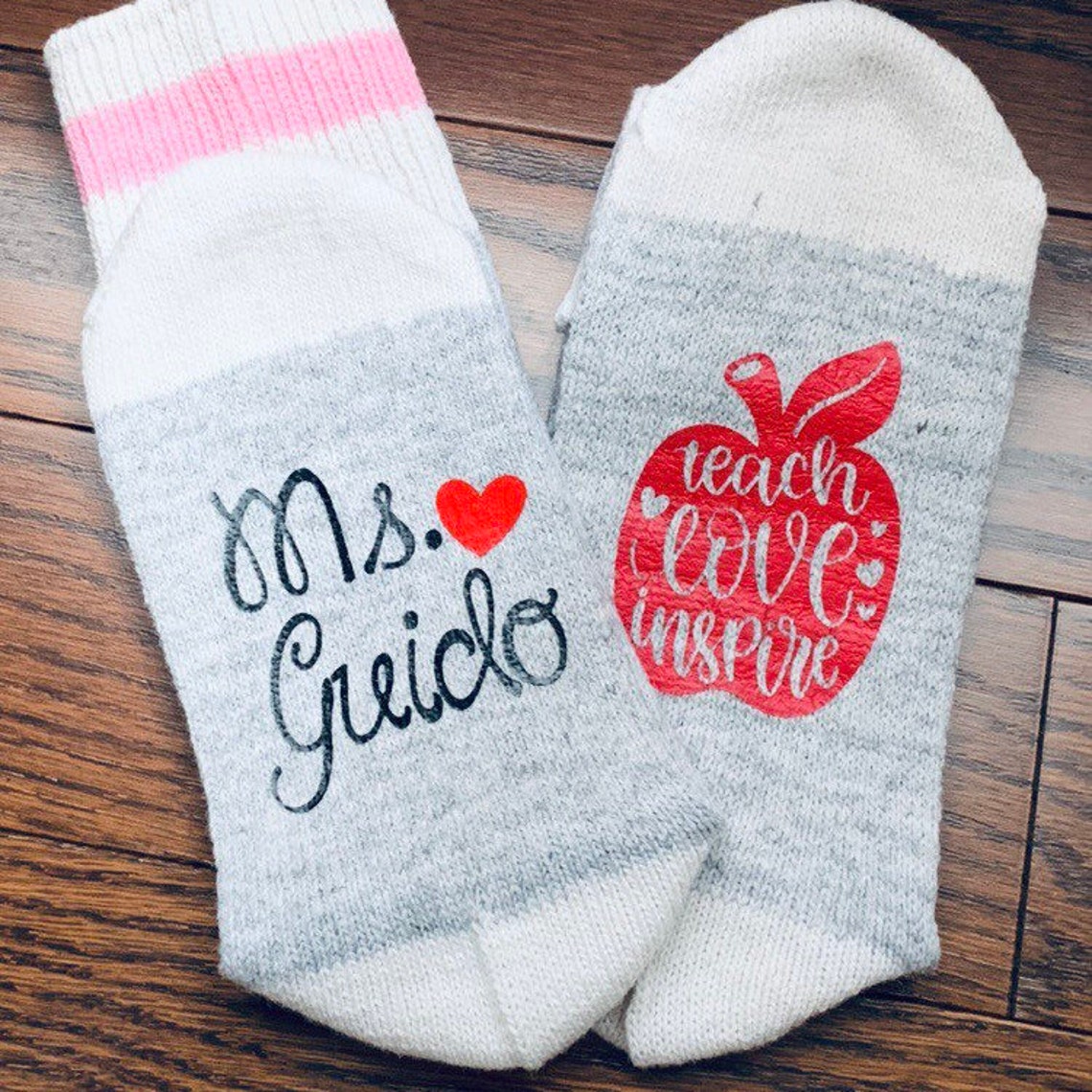 Novelty Socks for Teacher Appreciation Gift. Mrs. __ / Teach Etsy