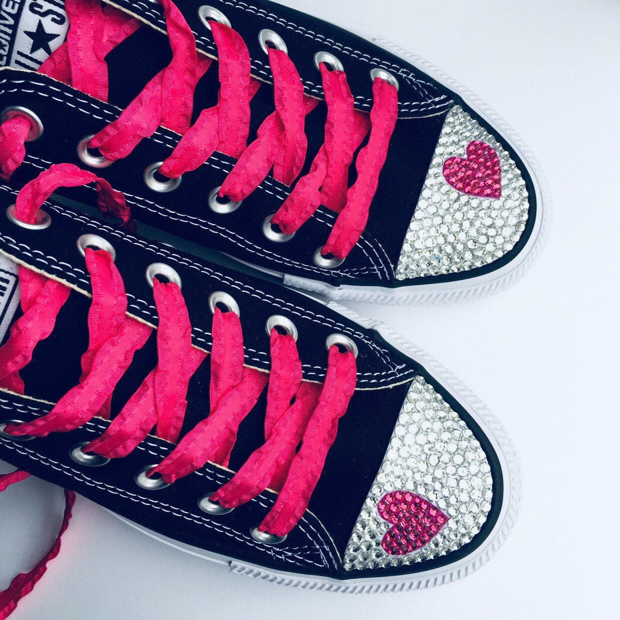 Women's Custom Heart Bling Converse Shoes. Converse W/ Etsy