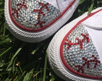 Baby Baseball Shoes. Bling Crib (soft sole) Converse. Custom Converse. Baby Shoes. 1st Birthday Outfit, Baseball Baby Gift. New Baby Gift