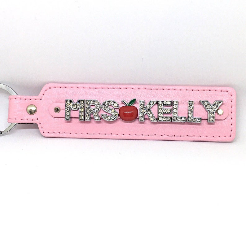 Personalized Keychain. 8mm Slide Charm Keychain. PU Leather Etsy