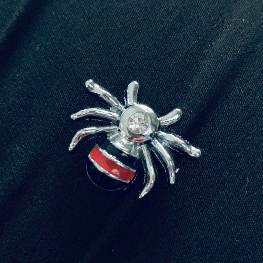 Croc Spider Charm. Rhinestone Spider Charm. 1pc Black & Red Spider Croc