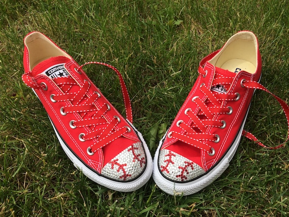 red converse baseball boots
