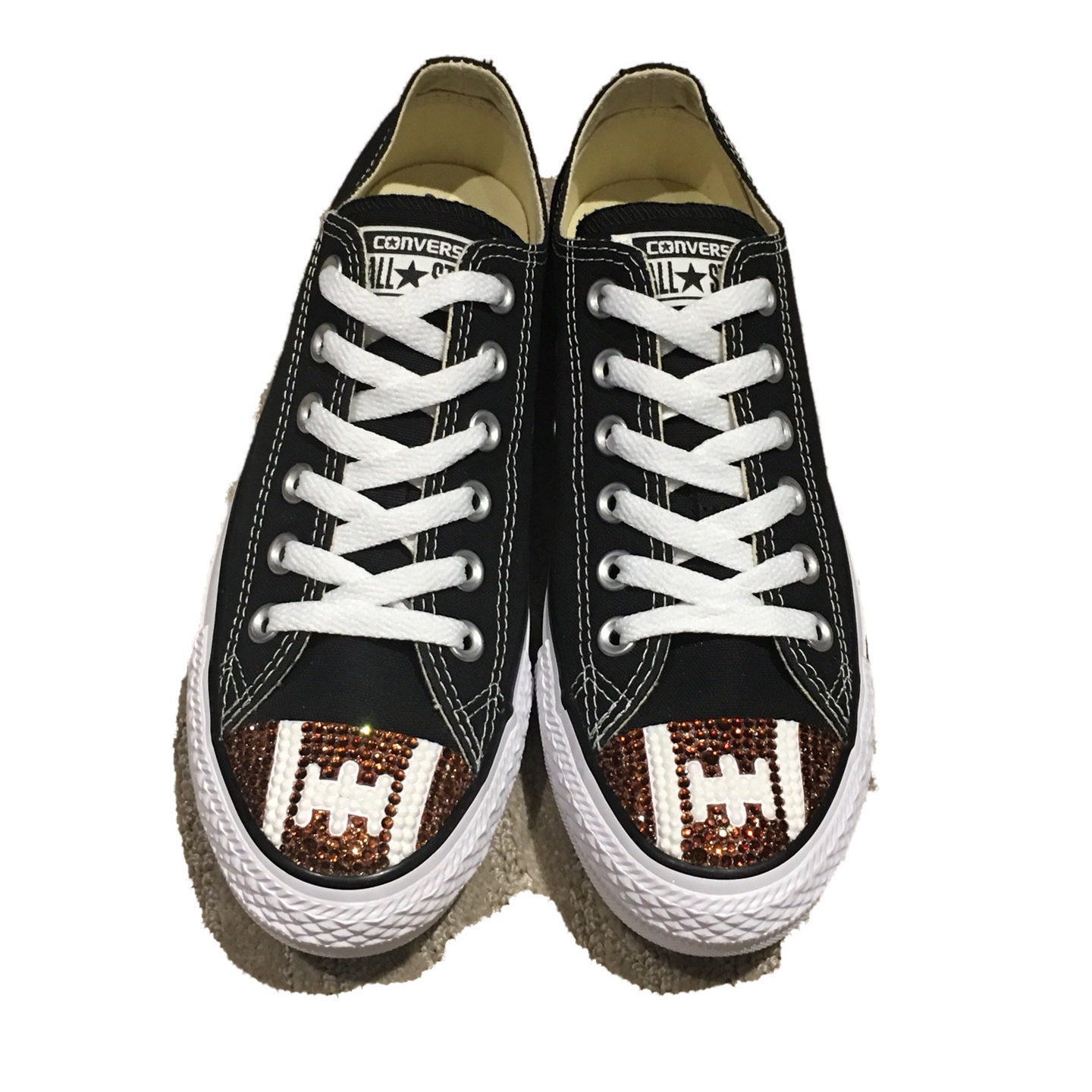 Football Blinged Converse Shoes. Custom Football Converse. Women's Football Shoes. Football Gift Idea, Football Mom Gift. Super Bowl Outfit