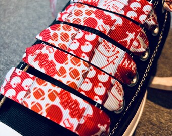 Football Shoelaces, 5/8" Grosgrain Ribbon w/ Football Design, Gift for Football Fan, Football Player, Football Coach, Football Mom or Dad