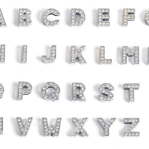 Alphabet Letter Rhinestone Shoelace Charm, Personalize Shoe Jewelry, 8mm Small Shoe Slide Charms Letters, Shoelace Clip, Custom Bridal Shoes image 1