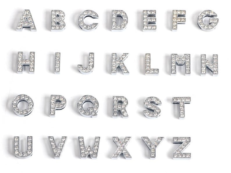 Alphabet Letter Rhinestone Shoelace Charm, Personalize Shoe Jewelry, 8mm Small Shoe Slide Charms Letters, Shoelace Clip, Custom Bridal Shoes image 1