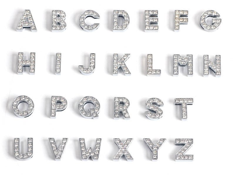 NSBELL 104PCS 8mm Full Rhinestones Slide Alphabet Letters Charms AZ  Alphabet Charms for DIY Necklace Choker Wristbands Bracelets Jewelry Making  Charms