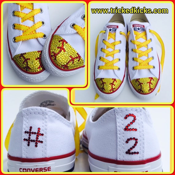 Girl s Softball Bling Converse Shoes. Custom Converse Girl s