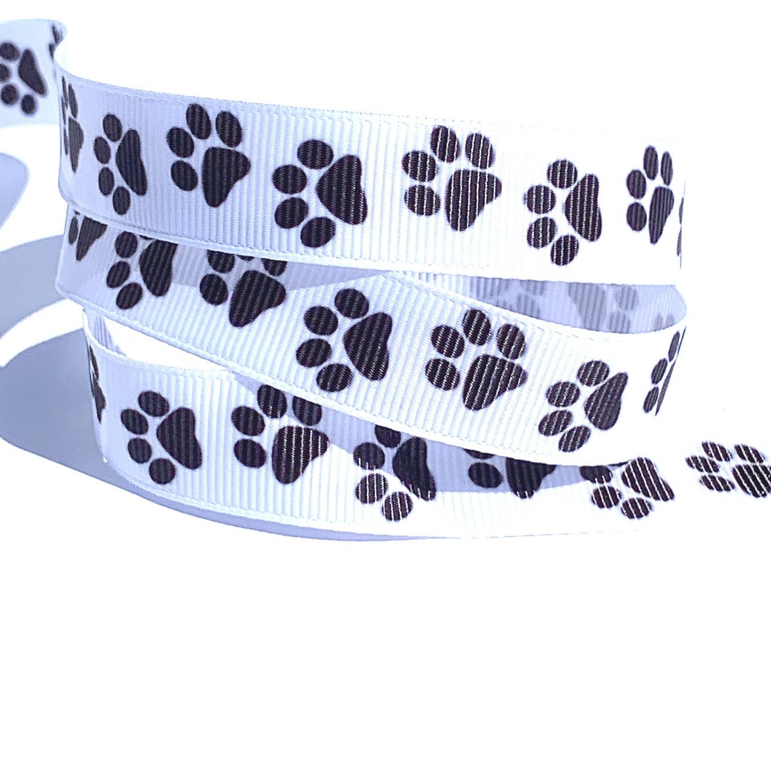 Paw Print Shoelaces, Black & White 5/8 Grosgrain Shoelaces. Animal
