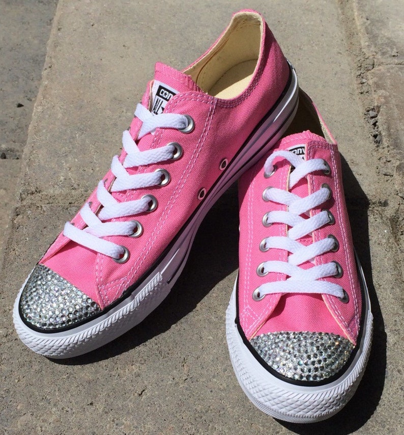 Custom Converse Bedazzled Shoes. Clear Rhinestone Bling. Flat Etsy