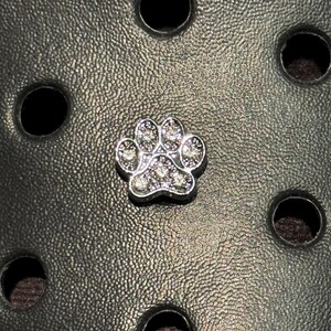 Paw Print Rhinestone Croc Charm, Small Charm w/ Button Back, Animal Clog Jewelry, Pet Lover Jewelry Gift, Dog/Cat Paw Croc Charm, Pet Gift