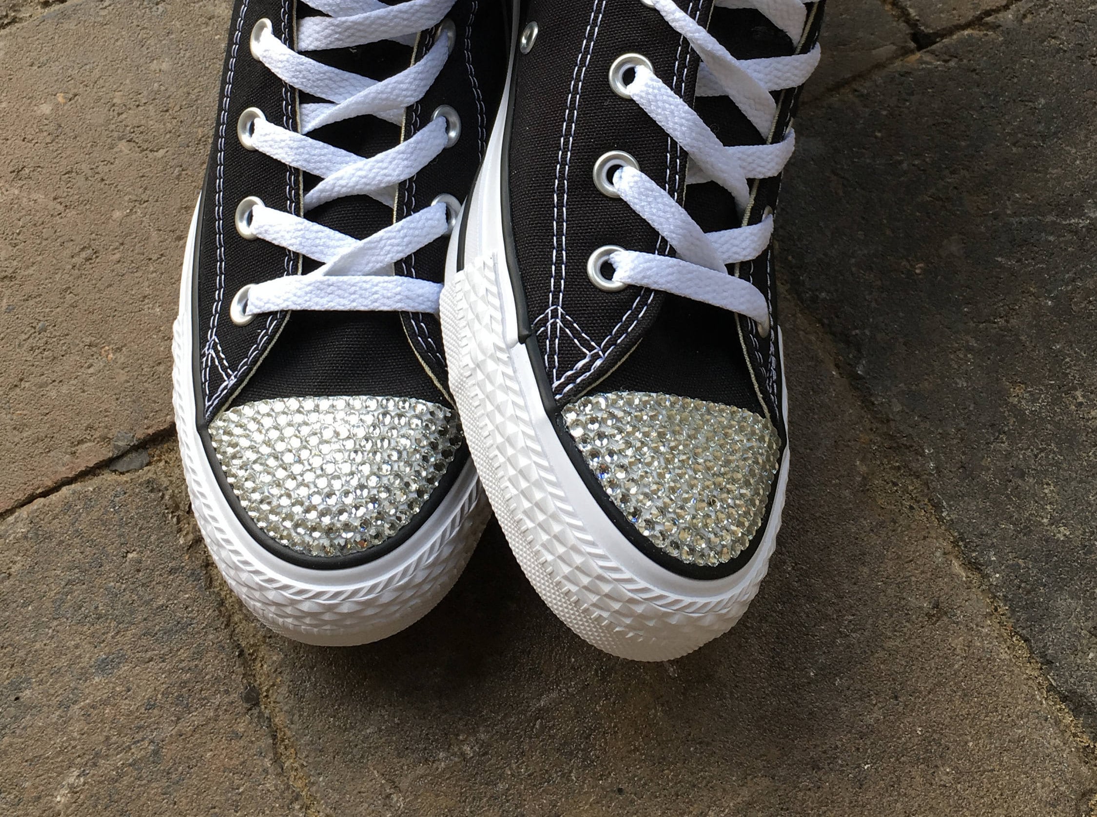 Custom Converse Bedazzled Shoes. Clear Rhinestone Bling
