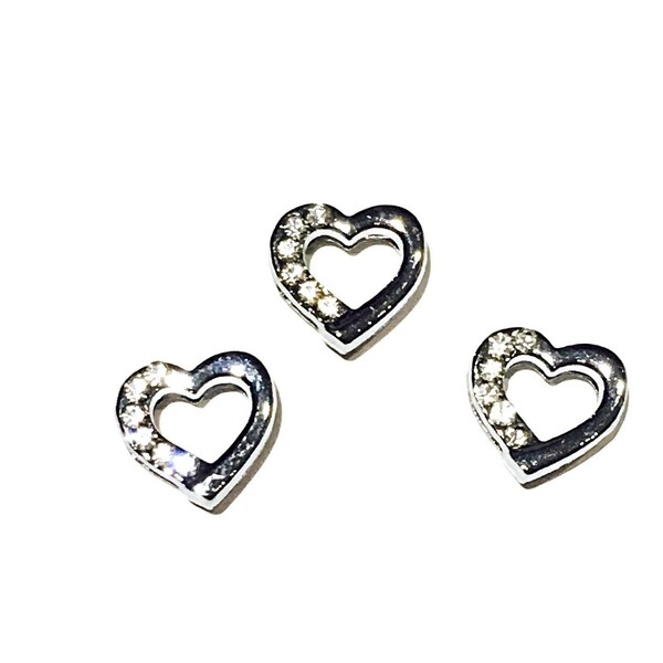 Rhinestone Heart Charm Etsy