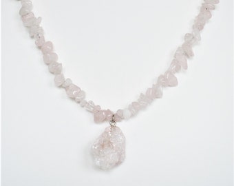 Pink Druzy Beaded Necklace