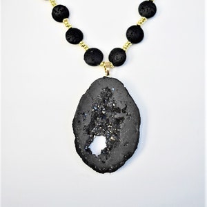 Black Druzy Agate Necklacet