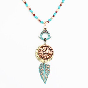 Turquoise, Copper and Brass Beaded Necklace